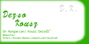 dezso kousz business card